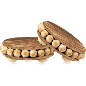 2 Pack Round Wooden Riser Small Pedestal Stand Plant Riser